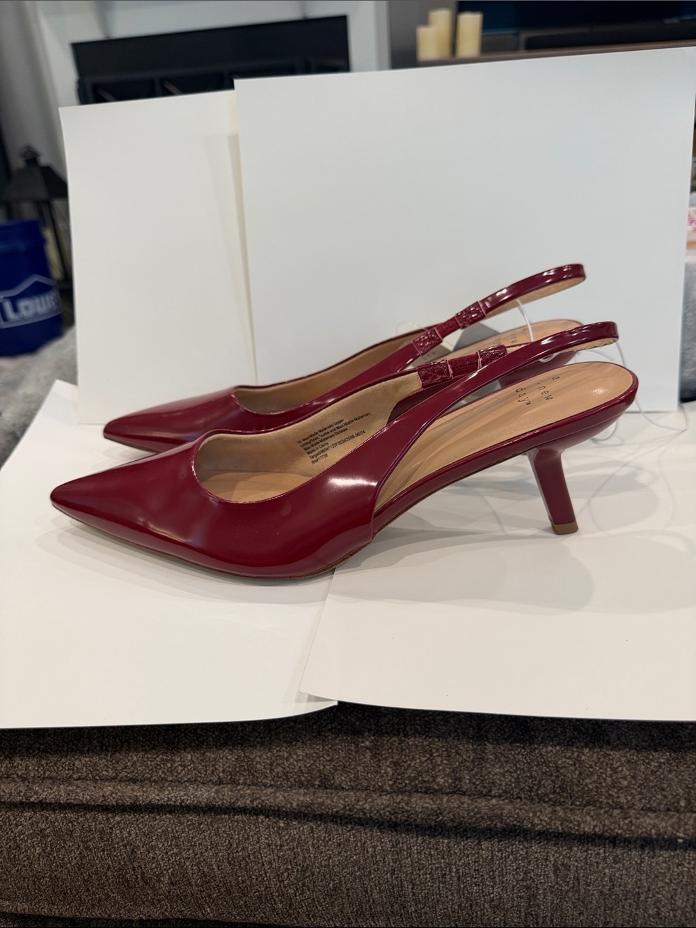 A New Day - Target - Burgundy Patent Slingback Pointed-Toe Kitten Heels size 10